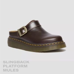 Dr. Martens Dark Brown Leather Slip-On Clogs